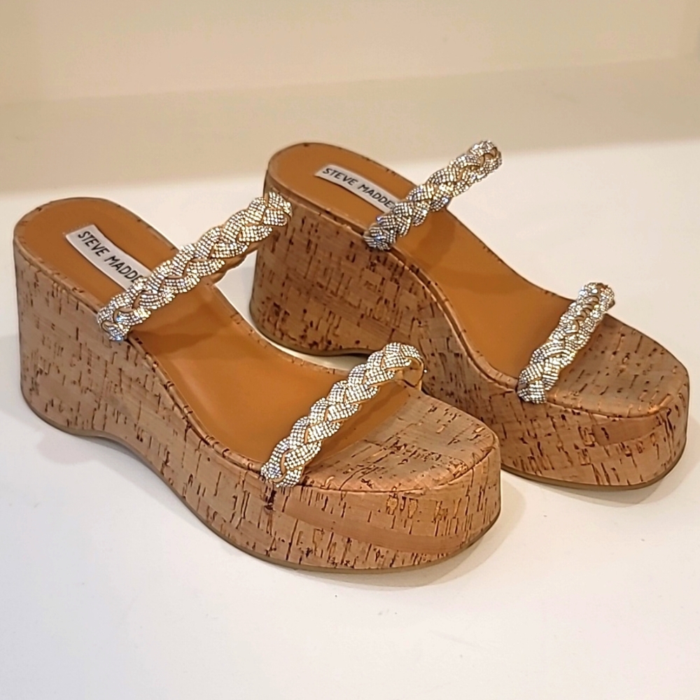 Steve Madden crystal strap platform sandals